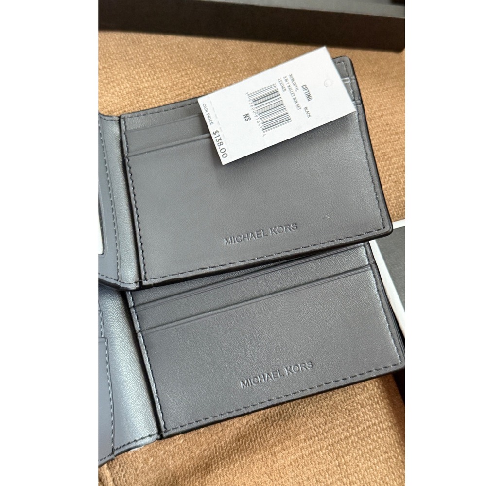 Michael Kors Mens 3-in-1 Wallet Box Set Black Leather 36U0LGFF1L NEW - Picture 4 of 11